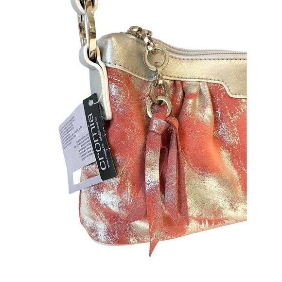 New Cromia Designer Leather Silver Peach Shoulder Handbag Purse- Made in Italy - Picture 8 of 16